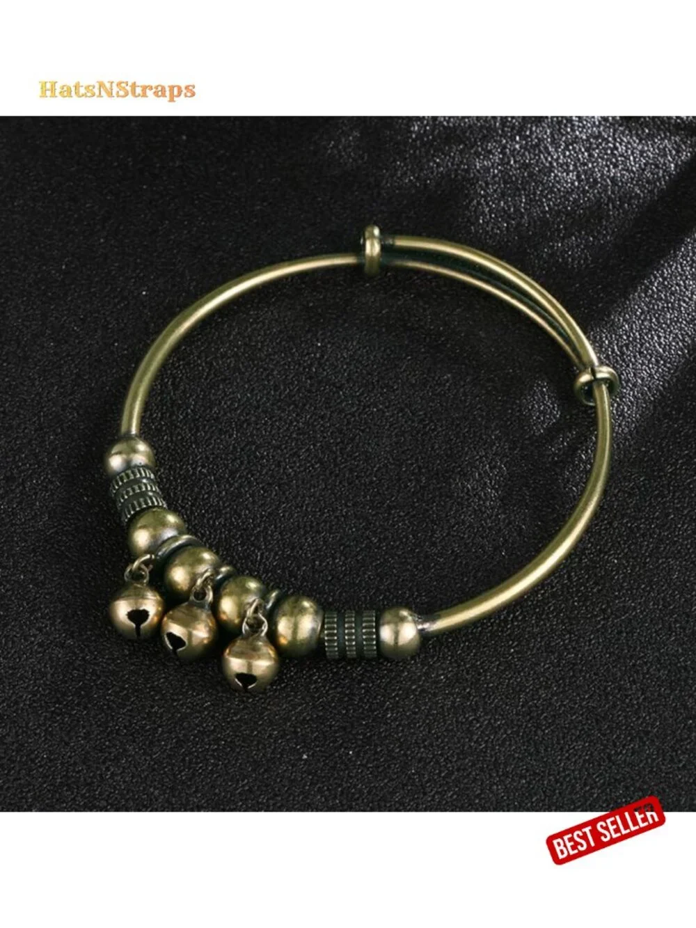 Vintage Bell Bracelet Women Bronze Adjustable Bangle Boho Ethnic Charm